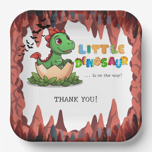 Plato De Papel Little Dinosaur Is on the Way (Anverso)