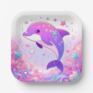Plato De Papel Little Dolphin Baby Shower
