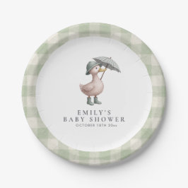 Plato De Papel Little Duckling Green Gender Neutral Baby Shower