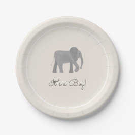 Plato De Papel Little Elephant Baby Shower