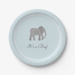 Plato De Papel Little Elephant Baby Shower