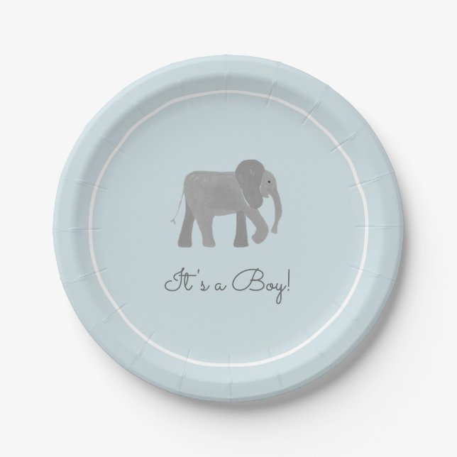 Plato De Papel Little Elephant Baby Shower (Anverso)