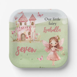 Plato De Papel Little Fairy Pink Castle Butterfly Any Age