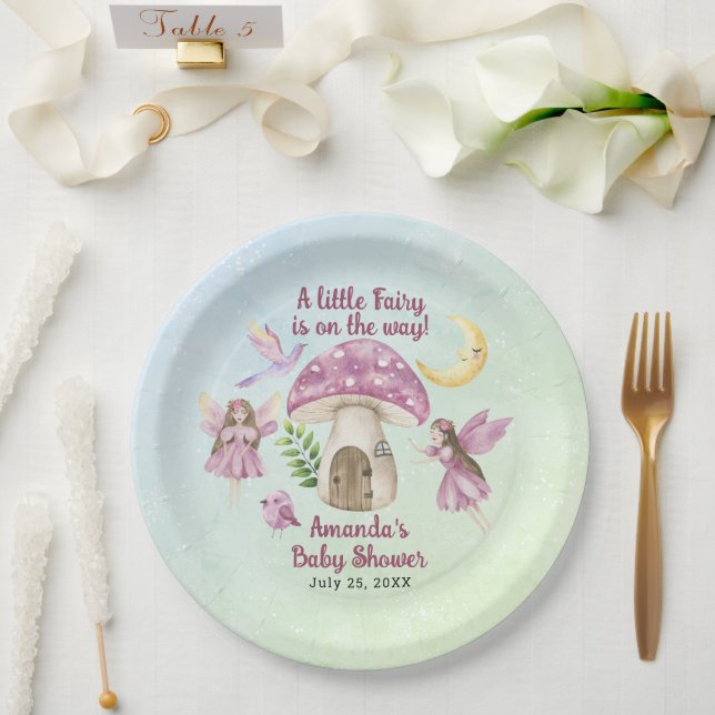 Plato De Papel Little Fairy Whimsical Baby Shower (Boda)