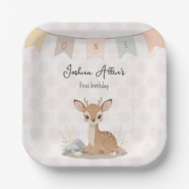 Plato De Papel Little Fawn Woodland First Birthday