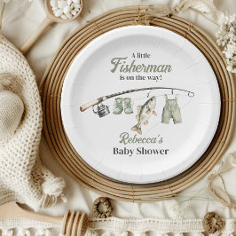Plato De Papel Little Fishman Clothesline Fishing Baby Shower