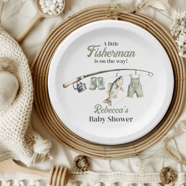 Plato De Papel Little Fishman Clothesline Fishing Baby Shower (Subido por el creador)