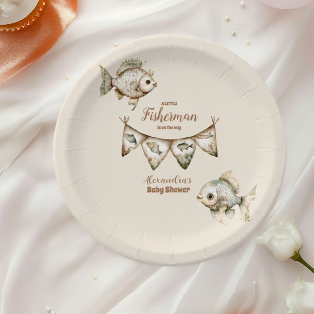 Plato De Papel Little Fishman Fishing Baby Shower (Subido por el creador)
