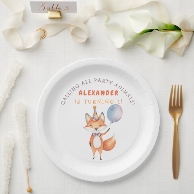 Plato De Papel Little Fox Birthday Party (Boda)