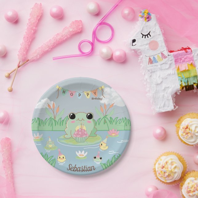 Plato De Papel Little Frog Pond Kid's Birthday (Fiesta)