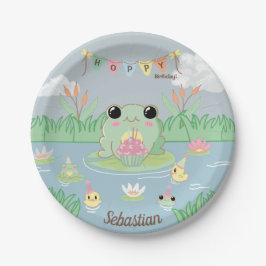 Plato De Papel Little Frog Pond Kid's Birthday