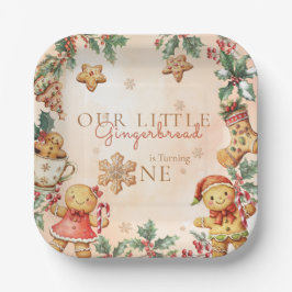 Plato De Papel Little Gingerbread Christmas 1st Birthday