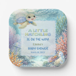 Plato De Papel Little Hatchling Sea Turtle Ocean Baby Shower