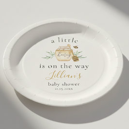 Plato De Papel Little Honey Is On The Way Bee Baby Shower Welcome