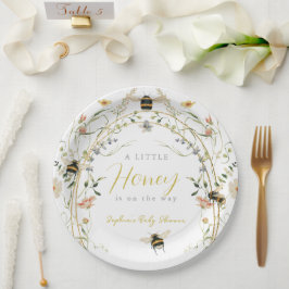 Plato De Papel Little Honey Wildflower Bee Baby Shower
