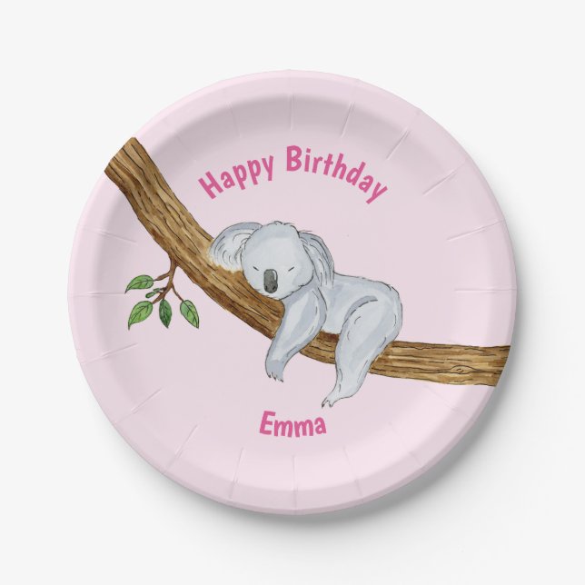 Plato De Papel Little Koala Happy Birday (Anverso)