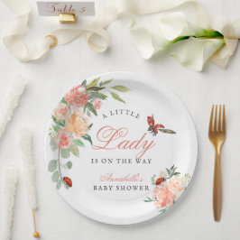 Plato De Papel Little Lady Ladybug Roses Girl Baby Shower