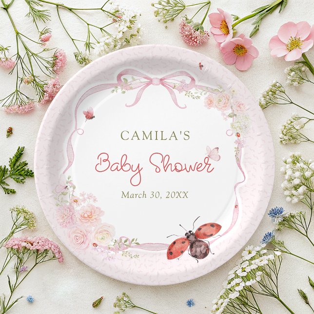 Plato De Papel Little Ladybug Garden Girl Baby Shower (Subido por el creador)