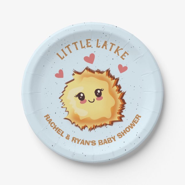 Plato De Papel Little Latke Hanukkah Baby Shower (Anverso)