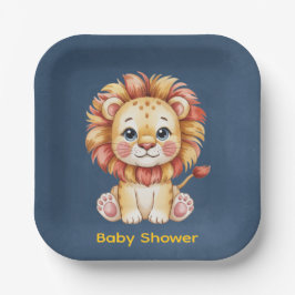 Plato De Papel Little Lion Boy Baby Shower