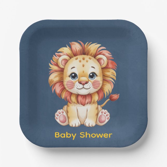 Plato De Papel Little Lion Boy Baby Shower (Anverso)