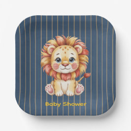 Plato De Papel Little Lion Boy Baby Shower