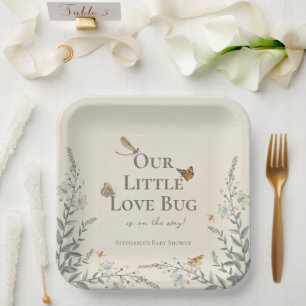 Plato De Papel Little Love Bug Baby Shower Gender Neutral