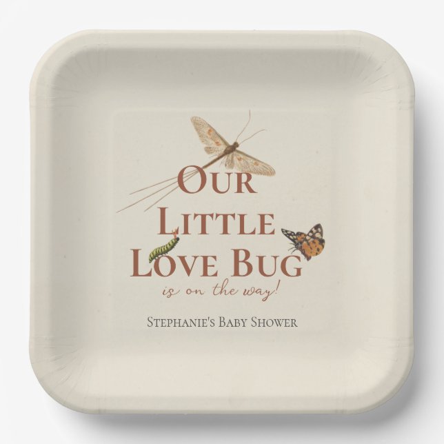 Plato De Papel Little Love Bug Baby Shower Gender Neutral (Anverso)
