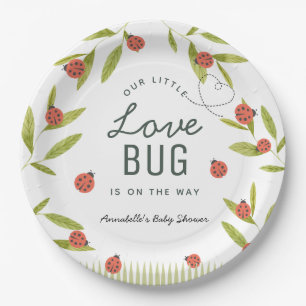 Plato De Papel Little Love Bug Ladybug Leaf Baby Shower