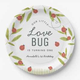 Plato De Papel Little Love Bug Ladybug Leaf Cumpleaños