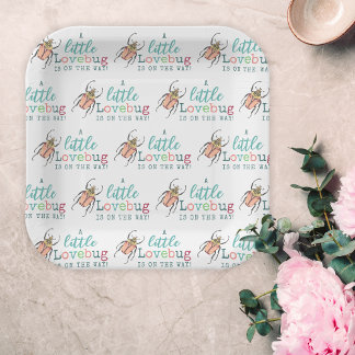 Plato De Papel Little Love Bug on the Way Baby Shower