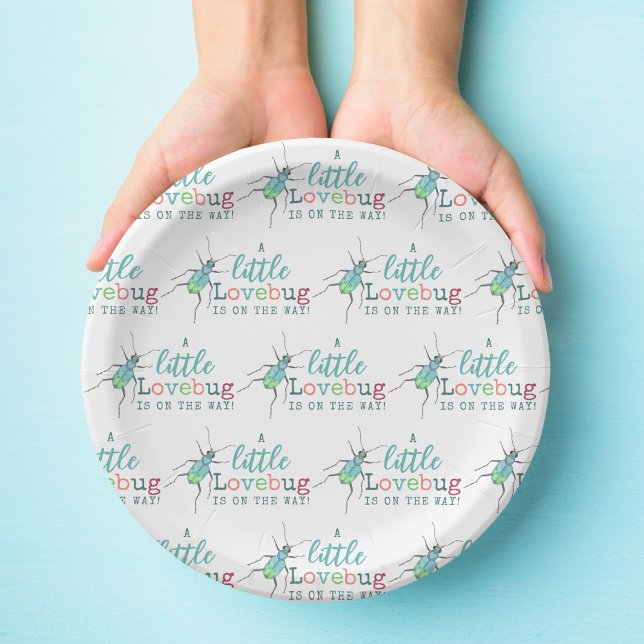 Plato De Papel Little Love Bug on the Way Baby Shower (Subido por el creador)