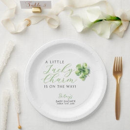 Plato De Papel Little Lucky Charm está en camino a Baby Shower