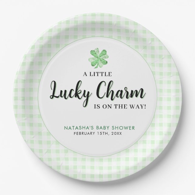 Plato De Papel Little Lucky Charm St Patrick's Baby Shower (Anverso)