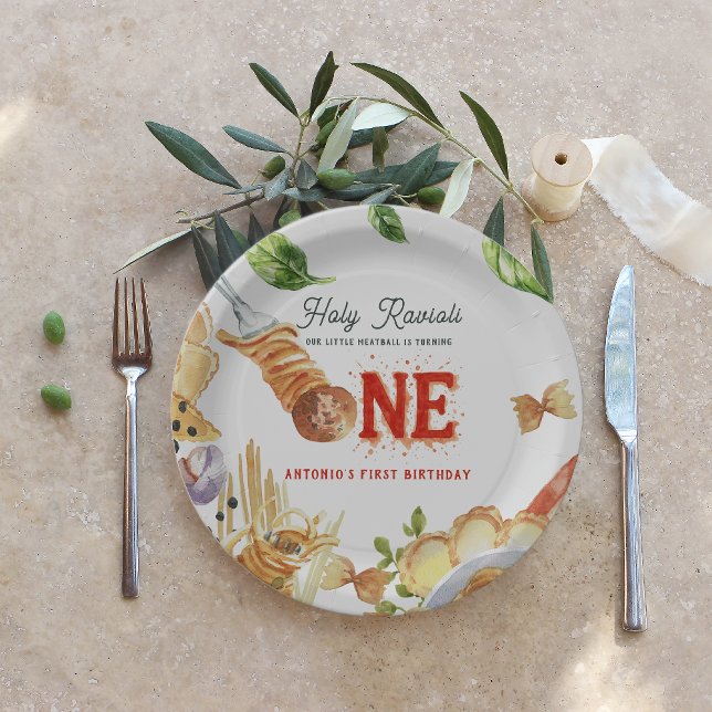 Plato De Papel Little Meatball | Holy Ravioli First Birthday (Subido por el creador)