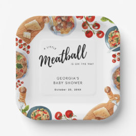 Plato De Papel Little Meatball Italian Food Baby Shower