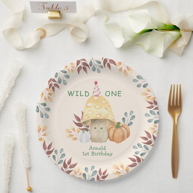Plato De Papel Little Mushroom primera fiesta de cumpleaños (Boda)