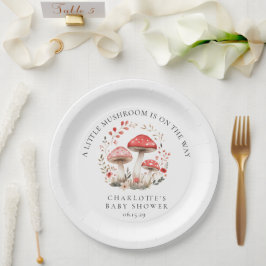 Plato De Papel Little Mushroom Wildflowers Baby Shower