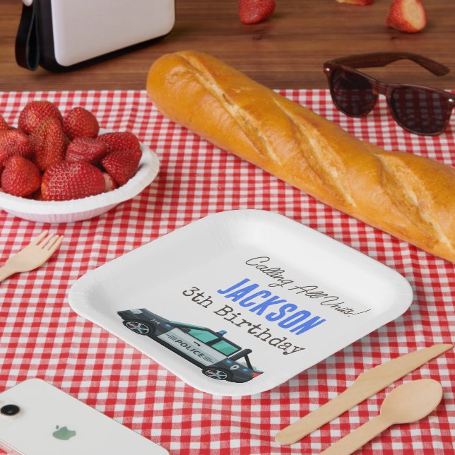 Plato De Papel Little Officer Police Birthday | Personalized  (Picnic)