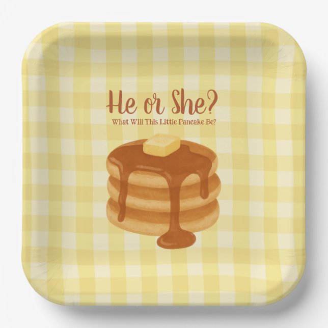 Plato De Papel Little Pancake Brunch Theme Gender Reveal (Anverso)