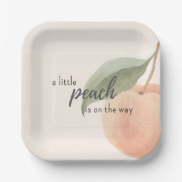 Plato De Papel Little Peach is on the Way Baby Shower 