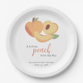 Plato De Papel Little Peach on the Way Baby Shower Cute