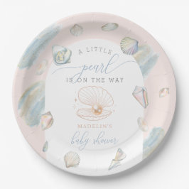 Plato De Papel Little Pearl Seashells Ocean Beach Baby Shower