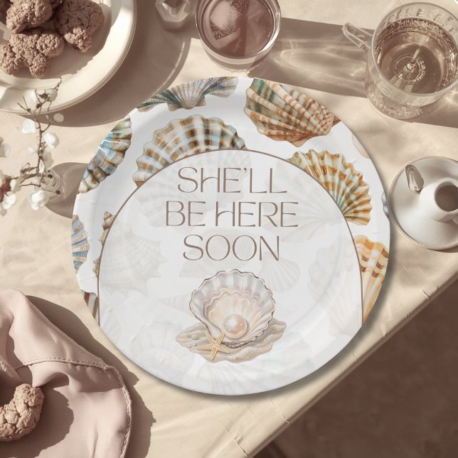 Plato De Papel Little Pearl Under The Sea You Soon Baby Shower (Subido por el creador)