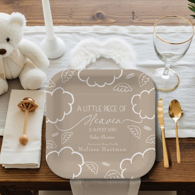 Plato De Papel Little Piece of Heaven Beige  (Little Piece of Heaven Beige Paper Plates)