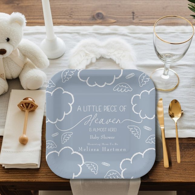 Plato De Papel Little Piece of Heaven Blue  (Little Piece of Heaven Blue Paper Plates)