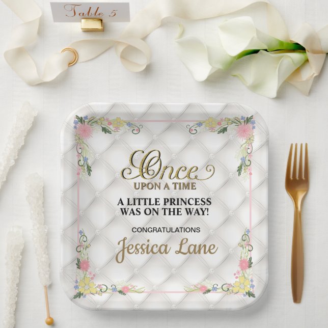 Plato De Papel Little Princess Is On The Way Girl Baby Shower (Boda)