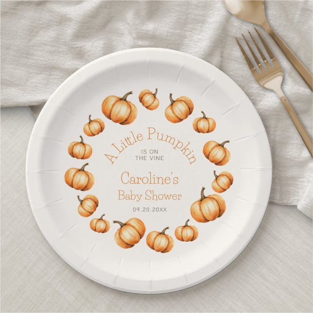 Plato De Papel Little Pumpkin Autumn Shower Cumpleaños (Subido por el creador)