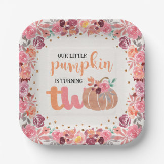 Plato de papel Little Pumpkin Boho Floral 2.º cump