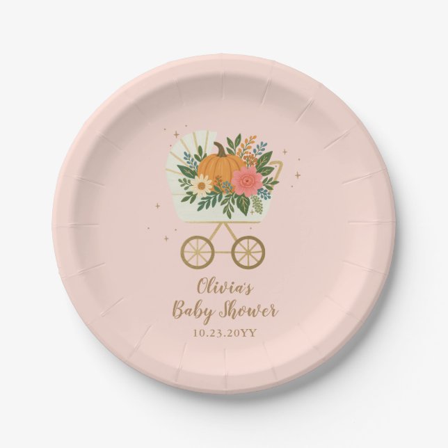Plato De Papel Little Pumpkin Girl Baby Shower (Anverso)